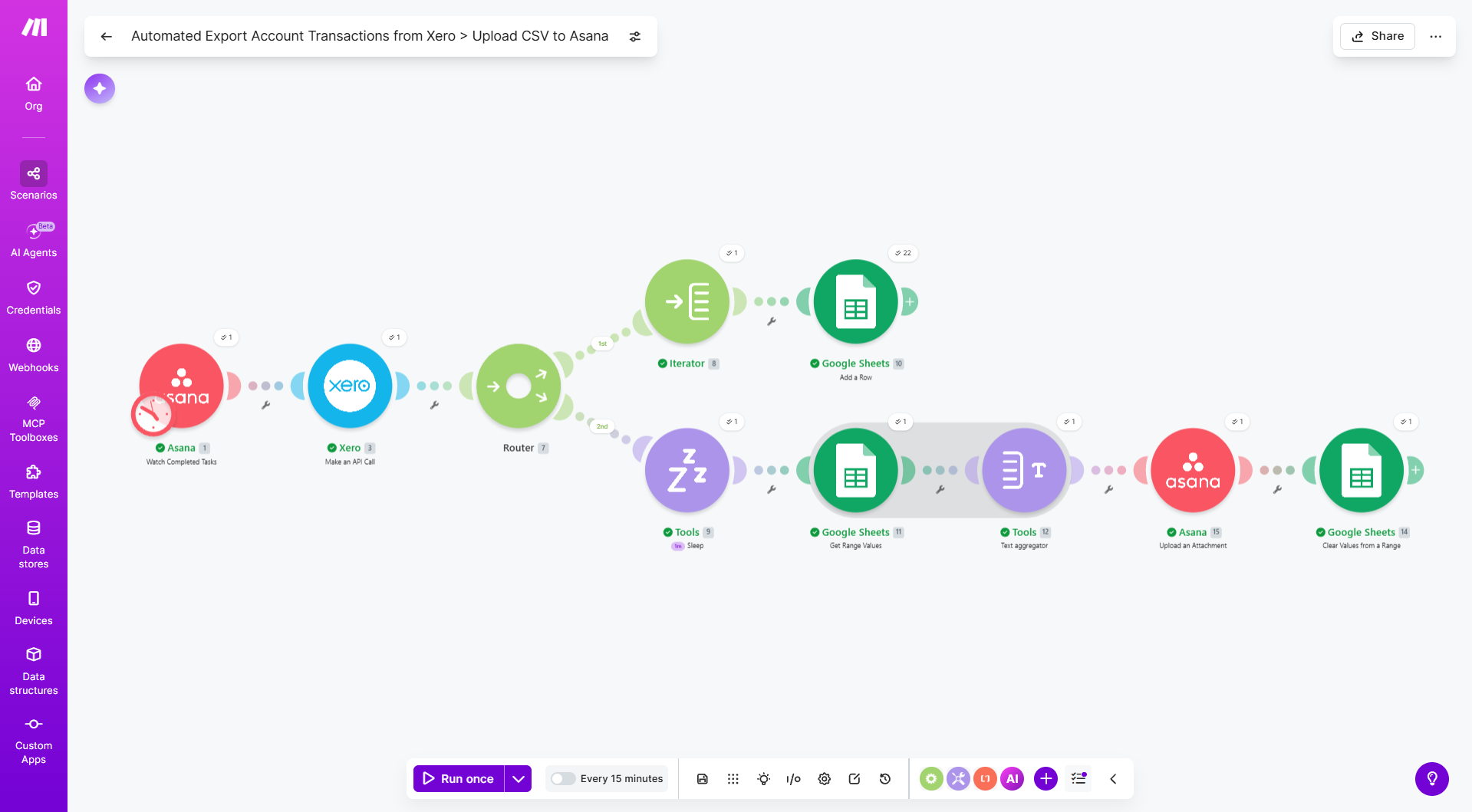 Xero → Asana Account Transactions Export